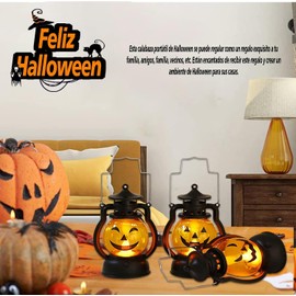 Linternas portátiles de Halloween,3 linternas de calabaza, lámparas retro de mano, navidad, Acción de gracias y fiestas temáticas