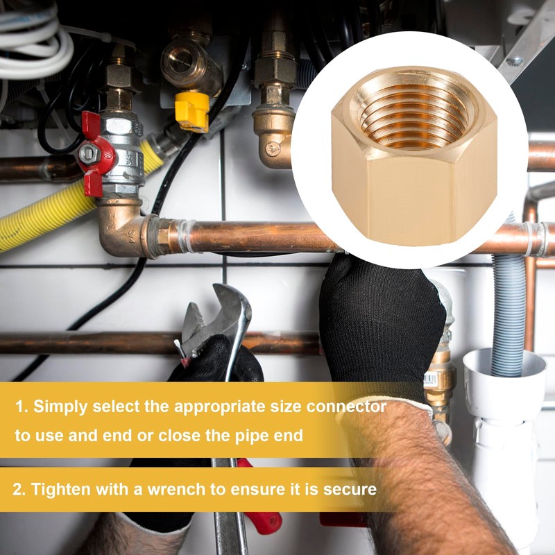 16pcs Brass Pipe Cap with 16 Rubber Gasket Seal Ring,