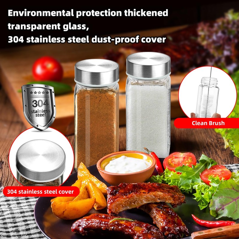 2Pcs 4oz Glass Spice Jars with Shaker Lids, Spice Jars