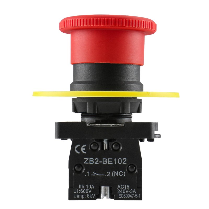 Baomain 22mm Push Button Switch 2NC N/C Red Mushroom Emergency