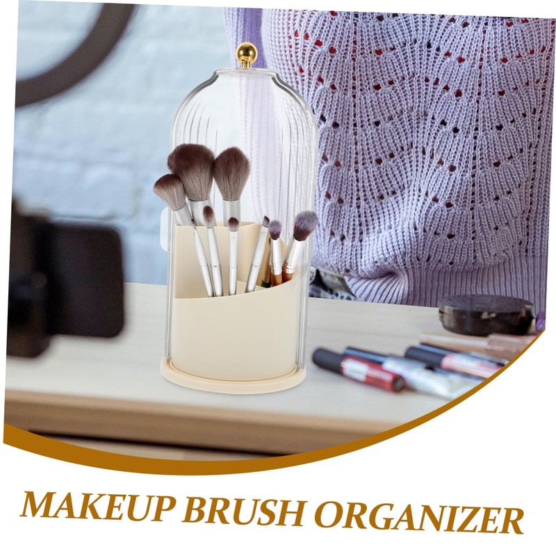 Ciieeo Rotatable Makeup Brush Organizer with Lid Stylish Transparent Cosmetic
