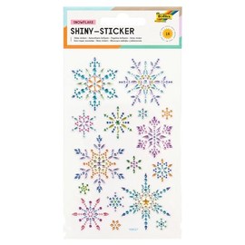 folia 18306 Shiny Snowflake Stickers, 16 Stickers, Made of Colourful Rhinestones, in Various Designs, Easy to Peel Off the Film