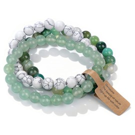 WEIZAIJY Men's and Women's Natural Stone Friendship Bracelet, Diameter 8 mm, Pearl Bracelet, Suitable for Family and Friends, 19 cm, Stone, No Gemstone
