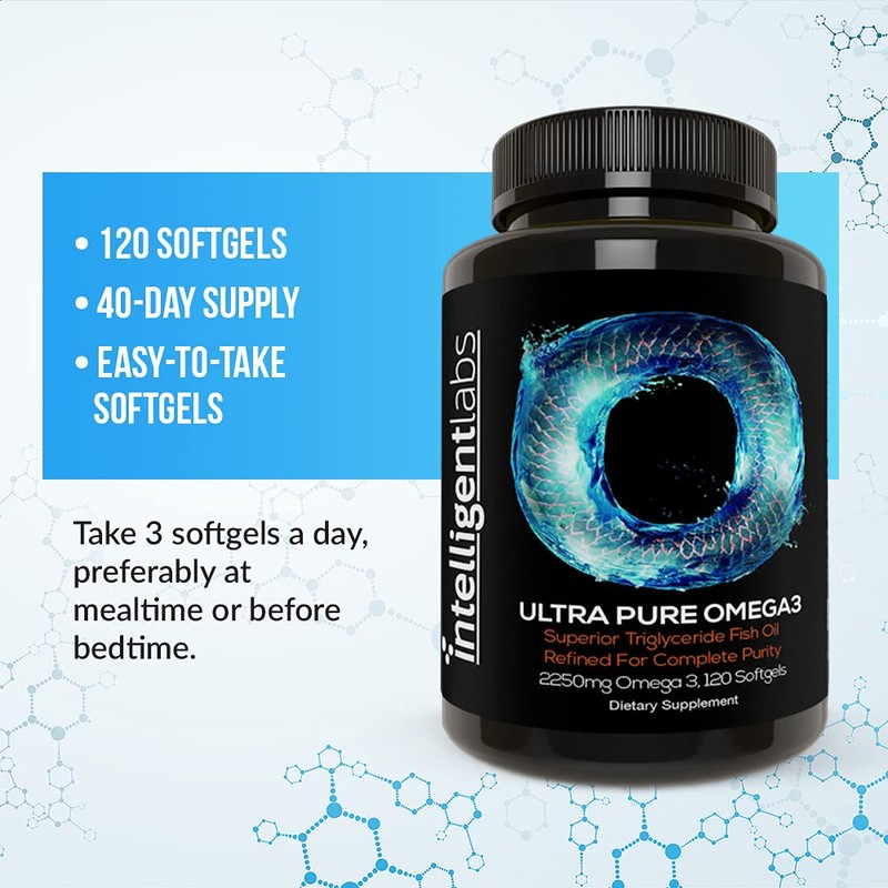 Intelligent Labs Triglyceride Omega 3, 2250mg per 3-Capsule Serving, Burpless