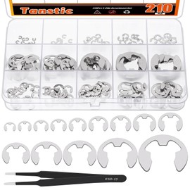 Tanstic 210Pcs 14 Sizes E-Clip External Retaining Ring E Clip Assortment Stainless Steel E-Clip for Bearings, Gears, Shafts(M1.5 M2 M2.5 M3 M3.5 M4 M5 M6 M7 M8 M9 M10 M12 M15)