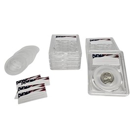 Generic 8-Pack Premium Acrylic Coin Slab Holder with 21mm Translucent Sizing Ring for Jefferson, Buffalo and Liberty Nickel Coins, FingerLakes 1009