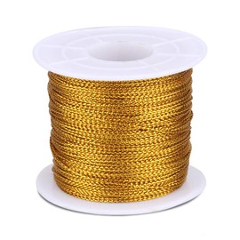 jijAcraft Gold Schnur Metallisch Kordel Metallic Cord 1mm*100M für Basteln, Geschenkverpackung, Weihnachts Dekoration (Gold)