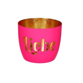 Gift Company Madras Tea Light Holder M Love Hot Pink/Gold