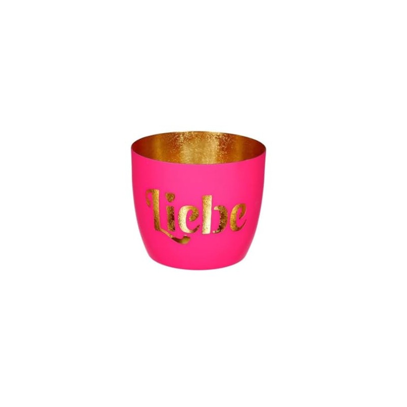 Gift Company Madras Tea Light Holder M Love Hot Pink/Gold
