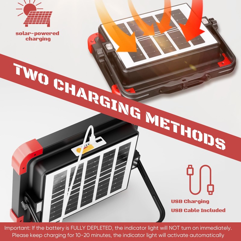 100W Solar LED Work Light - Ultra Bright Portable Magnetic