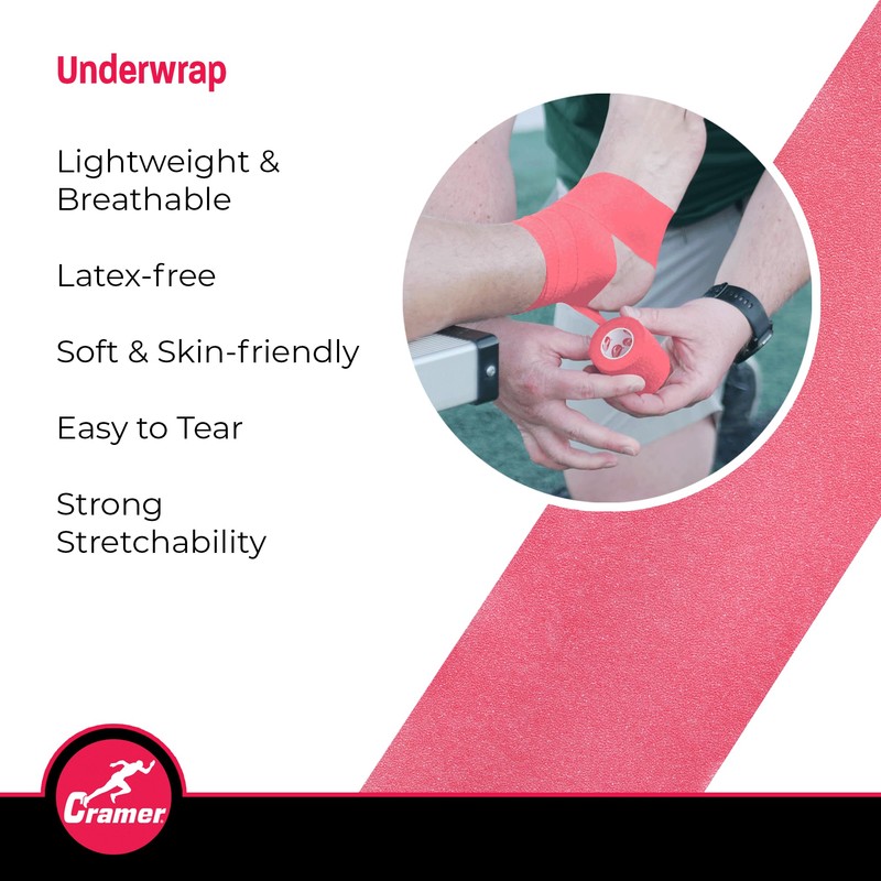 Cramer Tape Underwrap, Case of 3, Red, Non-Latex Pre Wrap