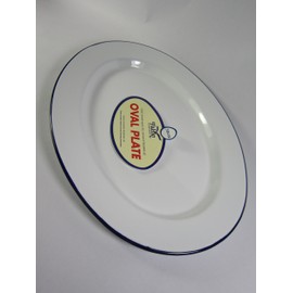 Falcon 1 x Enamel Oval Enamel Plate Platter Serving Dish 36cm