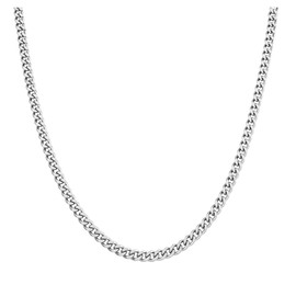 AmyRT 3.8mm Stainless Steel Hip Hop Curb Chain Necklace Cubic Cuban Link Silver Chain for Men Women 26"