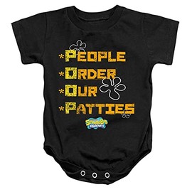LOGOVISION Spongebob People Order Our Patties Unisex Infant Snap Suit for Baby, Black, 12 Months