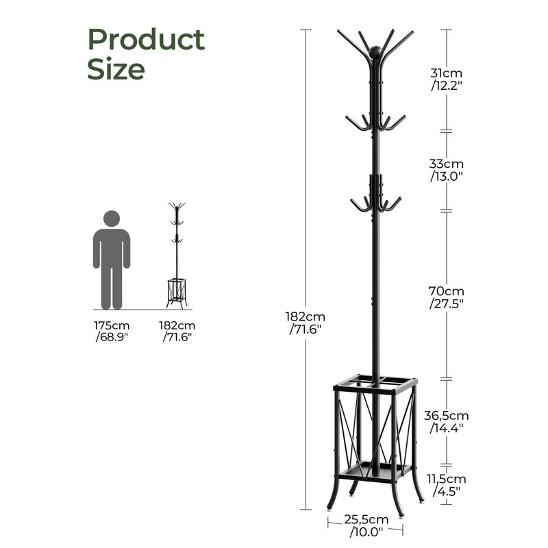 CHOEZON Coat Rack Freestanding, Coat Rack with Umbrella Holder, Entryway