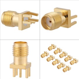 SMA Female Jack Connector 10 Pcs Female Base Socket Jack PCB Mount Adapter 50 Ohm RF Connectors Brass Outer Screw Inner Hole Deflection Angle