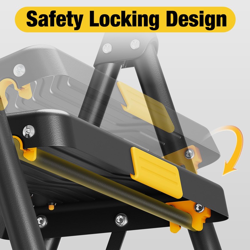 Urackify 4 Step Ladder, Heavy-Duty 800lb Capacity, Wide Anti-Slip Steps