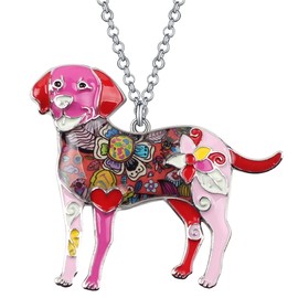 DUOWEI Cute Labrador Dog Necklace Pendant Zinc Alloy Enamel Labrador Jewellery Gifts, Zinc, Enamel