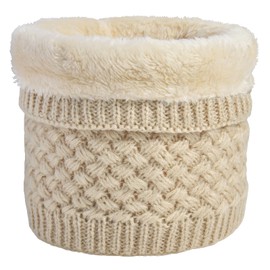 Winter Neck Warmer Men Neck Gaiter Women Fleece Infinity Scarf Knit Neck Loop Scarf Youth Windproof (Camel)