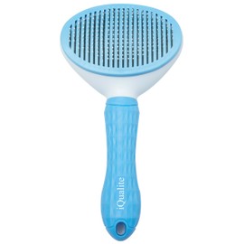 iQualite Self-Cleaning Slicker Brush for Dogs, Cats, and Bunnies - Dog Brush for Shedding, Pet Deshedding Tool for Long or Short Hair