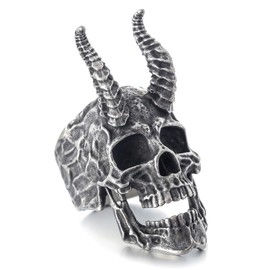 ZMY Home Horned Skull Ring - Demon Skull Desgin Fashion Stainless Steel Jewelry (13)