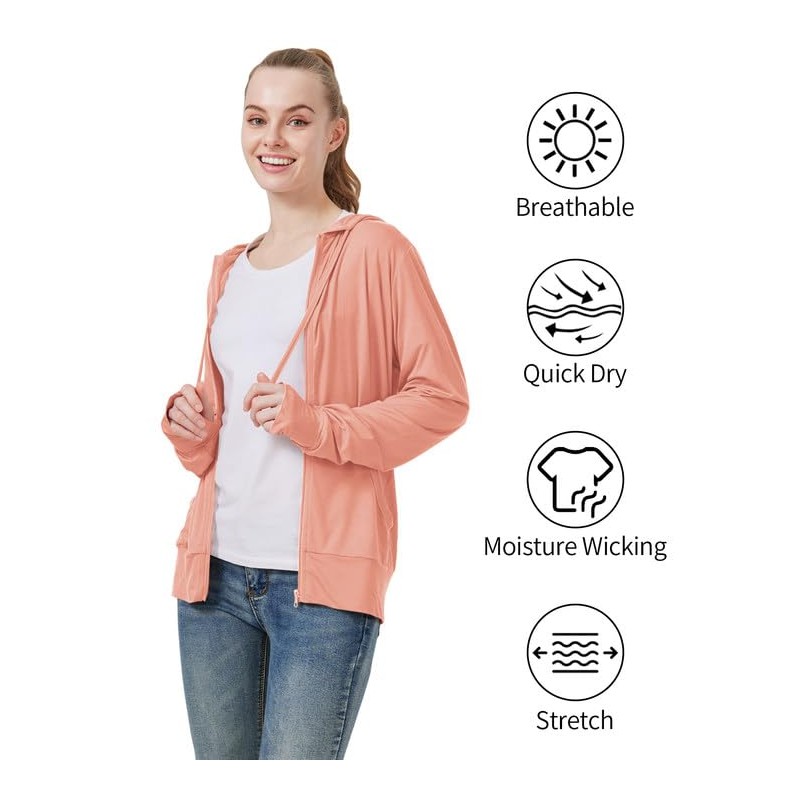 LETAOTAO Womens' Lightweight Zip Up Hoodies Stretch Thin Summer Jackets