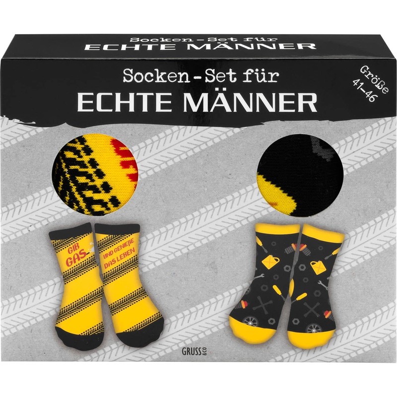 GRUSS & CO Socks Set with "Gib Gas" Motif, Gift