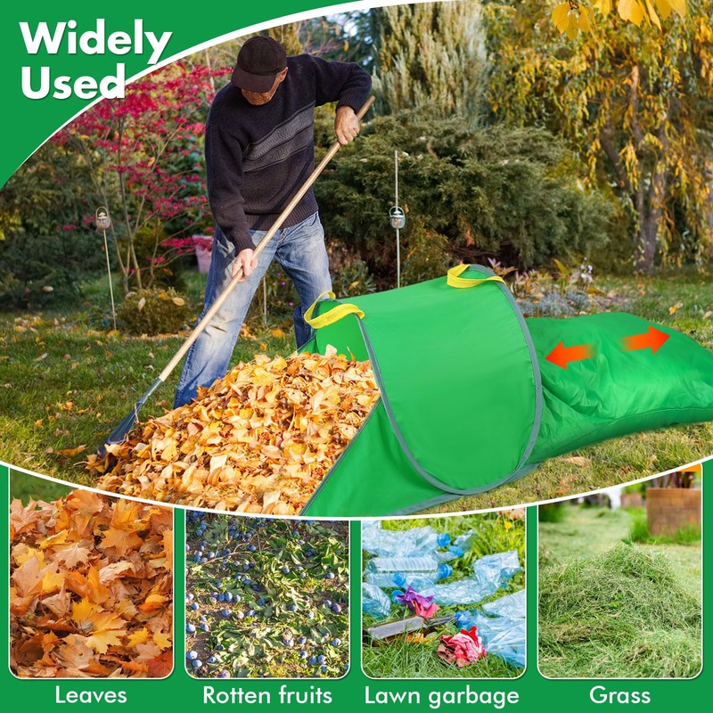 2 Pack Leaf Collector Bags with Dustpan Design, Portable Pop
