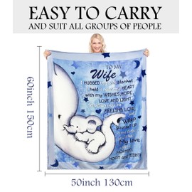Wife Gift from Husband Gift for Her Elephant Cartoon Bed Throw Blankets 50x60 Inches for Wife Birthday Gift Valentine's Day Anniversary (wife)