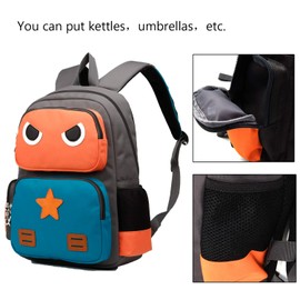 SIVENKE Children's Backpack for 5-10 Years Old Children Boys 15L Backpack Daypack School Bag Backpacks School Bag Boys Girls, Orange and Green, Mesh side pockets