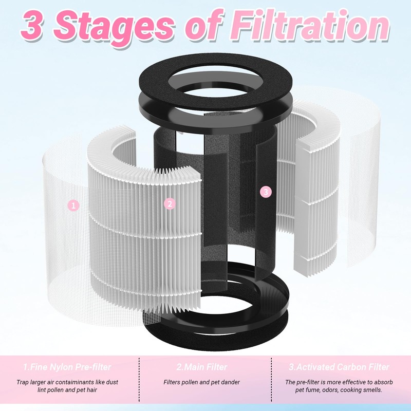 2 Packs D09 Replacement Filter Compatible with Tailulu D09 Air