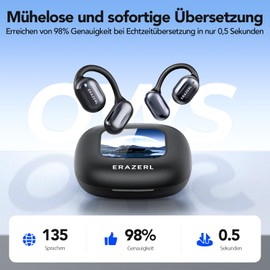 Ki Übersetzer Kopfhörer Übersetzungskopfhörer mit echtzeit übersetzung, 150 Sprachen Kopfhörer Übersetzer Echtzeit, Open Ear kopfhörer für iOS und Android, Reisen und Reisen, Business XP2 Schwarz