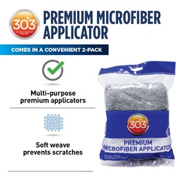 303 Products Premium Microfiber Applicator (2 Count) - Car Detailing Applicator Pads - Gentle Scratch-Free Microfiber - Machine Washable and Re-Usable - Foam Pad Interior - (39031)