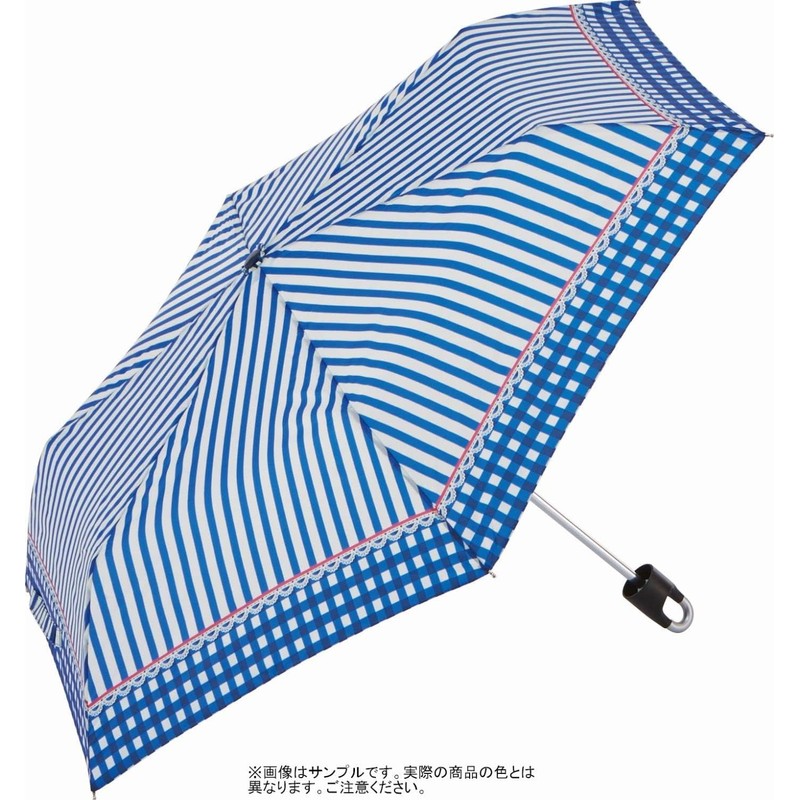 Miyajima Folding Umbrella, 19.7 inches (50 cm), Gingham Stripe with