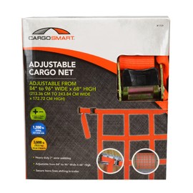 CargoSmart Adjustable Cargo Net — Connects to X-Track and E-Track Systems — 3,600lb Break Strength, 1,200lb Safe Work Load