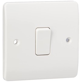 MK Logic Plus K4871 WHI 10A Single Pole 2 Way Plateswitch, 1 Gang