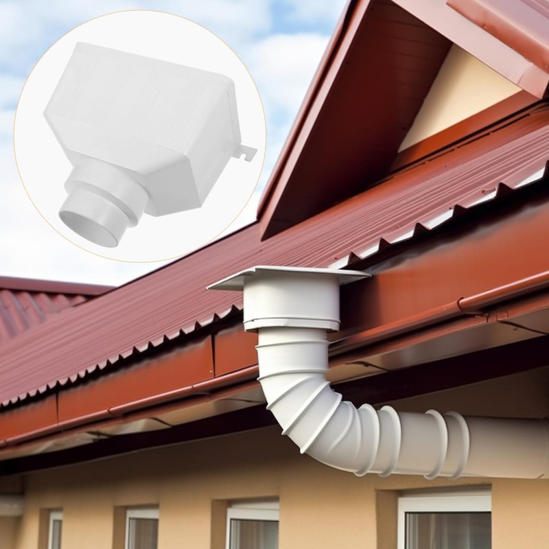 UKCOCO Downpipe Drainage Connection PVC Funnel for Rain Gutter Outdoor