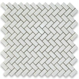 Stone Center Online T70H Thassos White Marble 5/8x1-1/4 Herringbone Mosaic Tile Honed