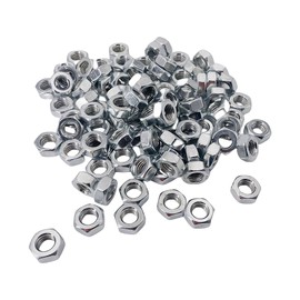 FOCMKEAS 100PCS M4-0.7 Hex Nuts, Carbon Steel Metric Coarse Thread Hexagon Nut, ISO 4032, Class 4.8 Screw Bolt Fasteners, Nickel Plated Hardware Lock Nut