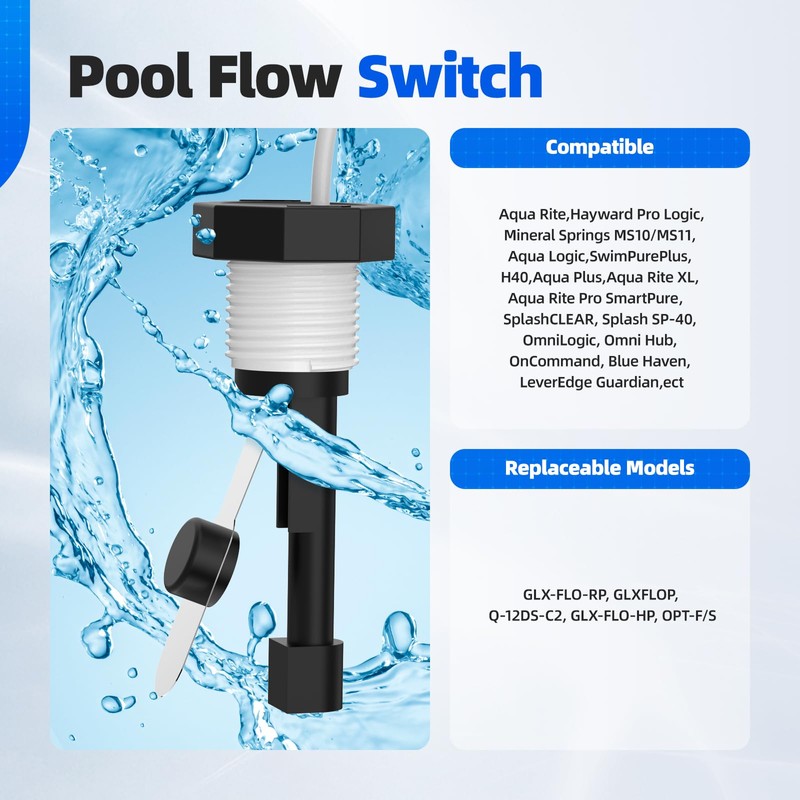 Hoodutric Upgraded GLX-FLO-RP Pool Flow Switch Assembly for Hayward Goldline