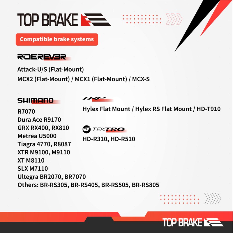Top Brake Shimano XTR-M9100 RX400/810 Tektro HD-R310 510 TRP-Hylex |
