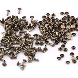 Remaches para Cuero Doble Cara 100 Piezas 6x8 mm Bronce para Bolsos y Zapatos – Kit de Reparación con Remaches de Doble Tapa para Manualidades