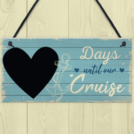 RED OCEAN Holiday Countdown CHALKBOARD Sign Days Until Our Cruise Home Decor