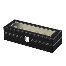 Eunomia Watch Storage Case, Watch Case for 6 Pieces, Watch Storage Box, Accessory Storage, High-Quality Watch Storage Case, Collection Case, Made of PU Leather (6-Pieces-Black)