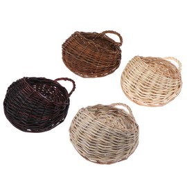 SevenMye Handmade Woven Hanging Basket Wall Hanging Flower Pot Wicker Weaving Flower Pot Natural Wicker Handmake Storage Basket for Home Garden Wedding Wall Decorations