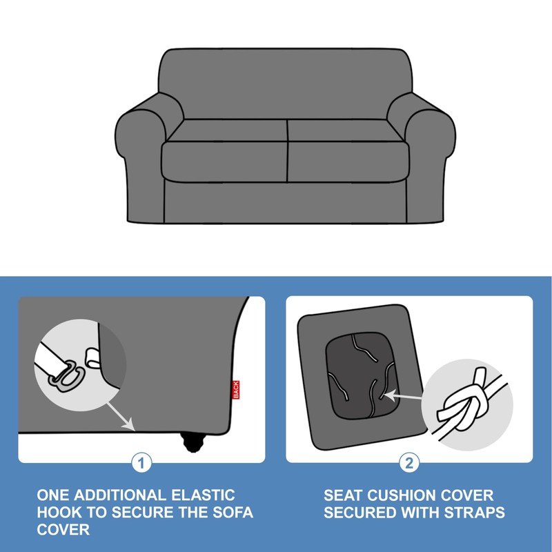 CUCRAF T Cushion Sofa Cover 3 Piece Loveseat Slipcovers, Soft