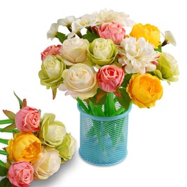 SunAngel Flower Pens Gifts Valentines Mother's Day 15 Pcs Artificial Mixed Rose Pens Party Favors Birthday Wedding Office School Supplies for Mom Girls Sister Friend Teacher Nurse. (Mixed White)