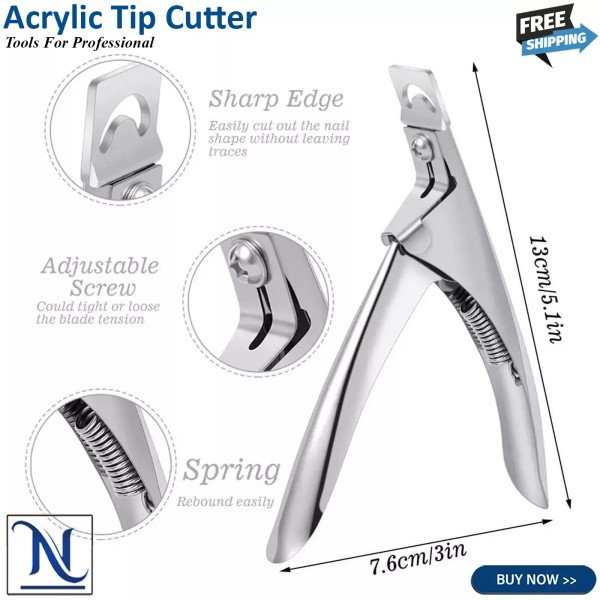 INSTUMAX® Acrylic False Nail Tip Cutter Clipper Nail Silver with