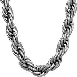 LIFETIME JEWELRY 10mm Rope Chain Necklace 24k Real Gold Plated for Women and Men (20 inches, 5 - Stainless Steel)