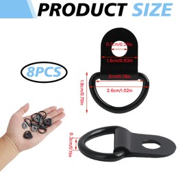 EuAcesry Lashing Eyelets D Rings Construction Ring, Pack of 8 D Ring Construction Ring with Lashing Ring Lashing Eye Car Trailer Hook with Mounting Eyelets for Load Securing in Cars, Kayaks and
